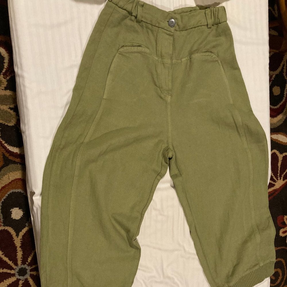Amici by Baci, Cotton Linen Cargo Pants, Size S, Martini Olive